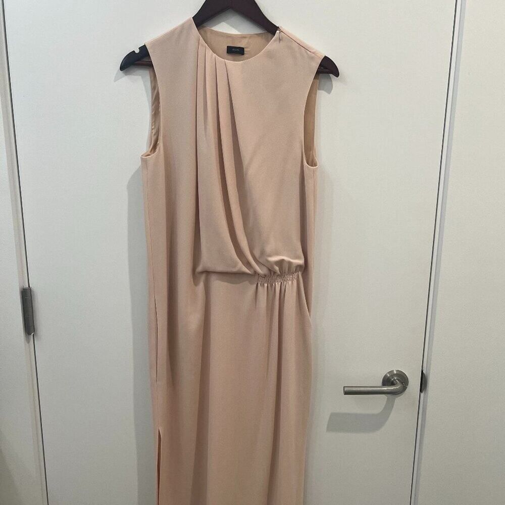 Joseph Cream Draped Sleeveless Midi Dress Size S Elegant Minimalist Designer